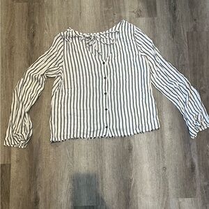 Cloth & Stone Black and White Striped Button Down Shirt